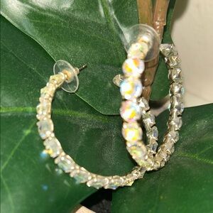 Elegant Gold and Opalescent Hoop Earrings